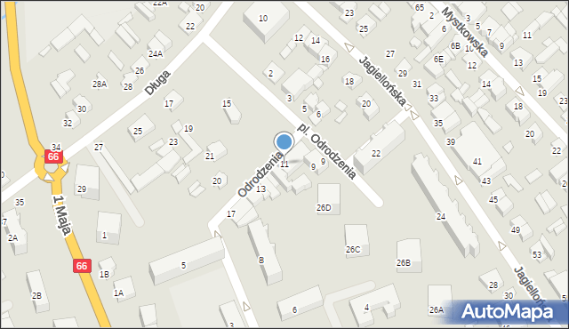 Wysokie Mazowieckie, Odrodzenia, 11, mapa Wysokie Mazowieckie