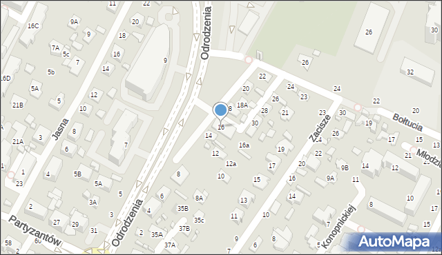 Zamość, Odrodzenia, 16, mapa Zamościa