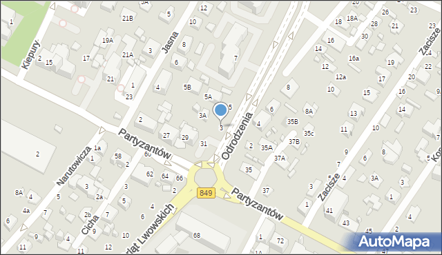 Zamość, Odrodzenia, 3, mapa Zamościa