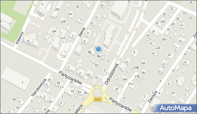 Zamość, Odrodzenia, 5A, mapa Zamościa