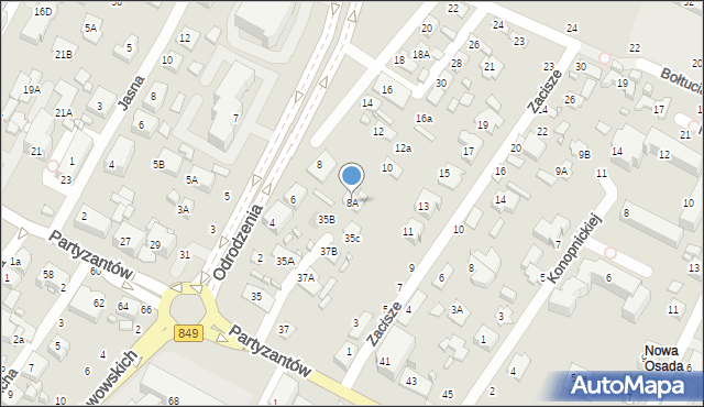 Zamość, Odrodzenia, 8A, mapa Zamościa