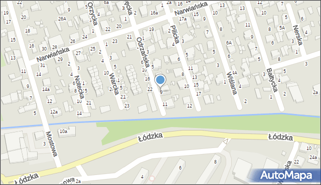 Zduńska Wola, Odrzańska, 9, mapa Zduńska Wola