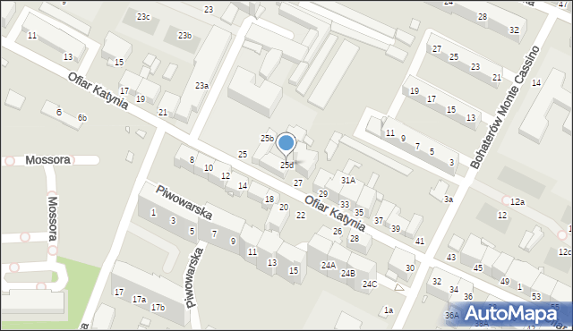 Brzeg, Ofiar Katynia, 25d, mapa Brzeg