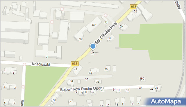 Brzeszcze, Ofiar Oświęcimia, 46, mapa Brzeszcze