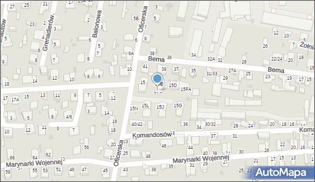 Częstochowa, Oficerska, 15C, mapa Częstochowy