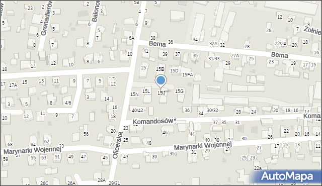 Częstochowa, Oficerska, 15J, mapa Częstochowy