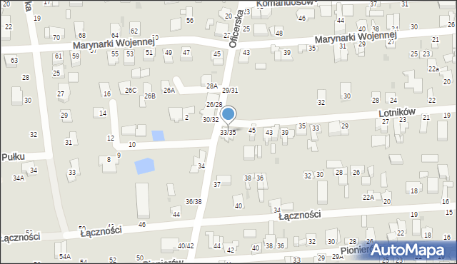 Częstochowa, Oficerska, 33/35, mapa Częstochowy