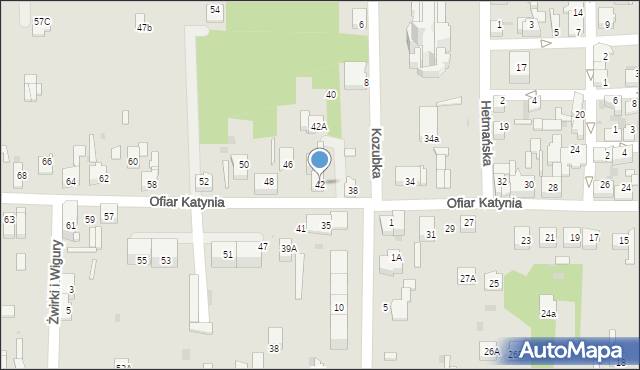 Dąbrowa Górnicza, Ofiar Katynia, 42, mapa Dąbrowa Górnicza