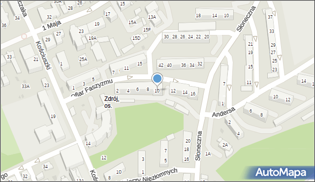 Jastrzębie-Zdrój, Ofiar Faszyzmu, 10, mapa Jastrzębie-Zdrój