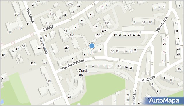 Jastrzębie-Zdrój, Ofiar Faszyzmu, 11, mapa Jastrzębie-Zdrój