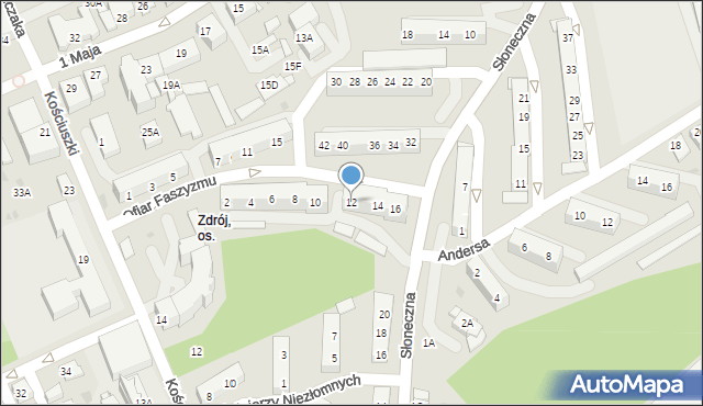 Jastrzębie-Zdrój, Ofiar Faszyzmu, 12, mapa Jastrzębie-Zdrój