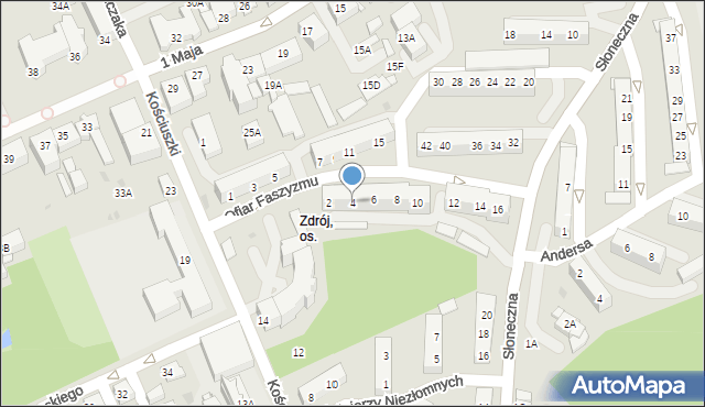 Jastrzębie-Zdrój, Ofiar Faszyzmu, 4, mapa Jastrzębie-Zdrój