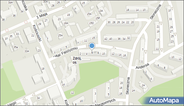 Jastrzębie-Zdrój, Ofiar Faszyzmu, 6, mapa Jastrzębie-Zdrój