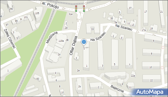 Kraków, Ofiar Dąbia, 1, mapa Krakowa