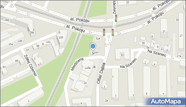 Kraków, Ofiar Dąbia, 2a, mapa Krakowa