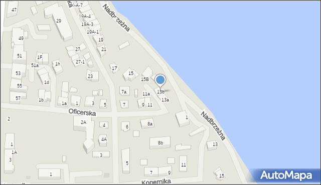 Mrągowo, Oficerska, 13b, mapa Mrągowo