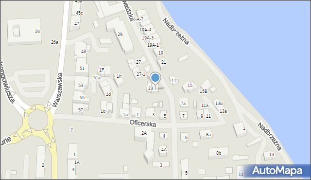 Mrągowo, Oficerska, 25, mapa Mrągowo