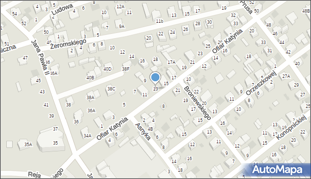 Myszków, Ofiar Katynia, 13, mapa Myszków