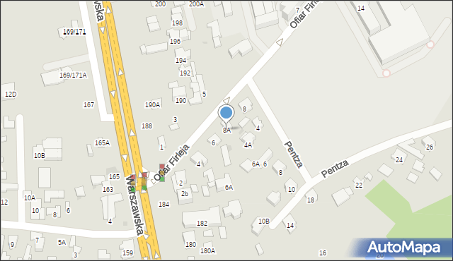 Radom, Ofiar Firleja, 8A, mapa Radomia