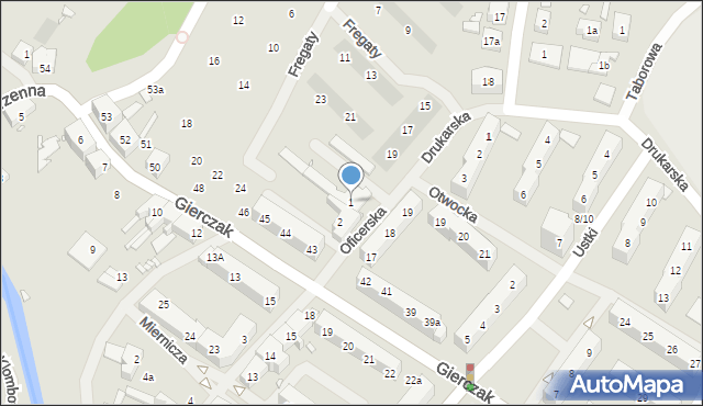 Szczecin, Oficerska, 1, mapa Szczecina