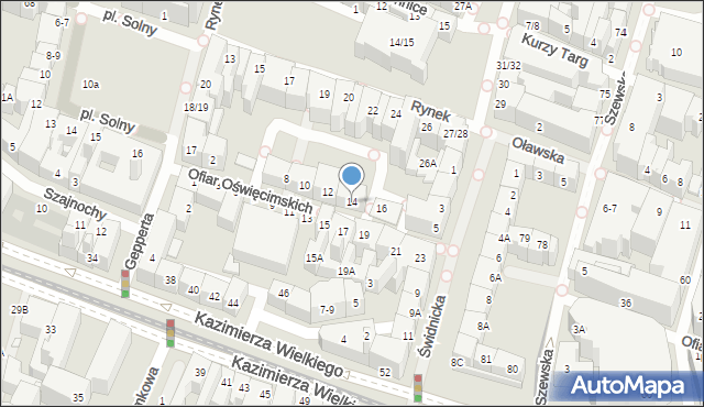 Wrocław, Ofiar Oświęcimskich, 14, mapa Wrocławia