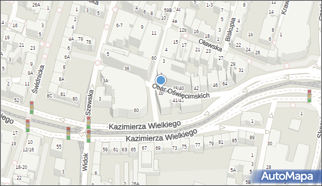 Wrocław, Ofiar Oświęcimskich, 1p, mapa Wrocławia