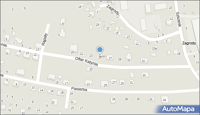 Żabno, Ofiar Katynia, 25, mapa Żabno