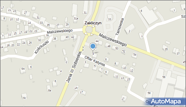 Zakliczyn, Ofiar Katynia, 4, mapa Zakliczyn