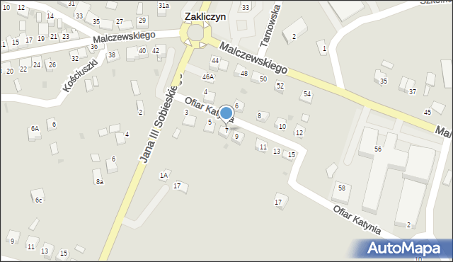 Zakliczyn, Ofiar Katynia, 7, mapa Zakliczyn