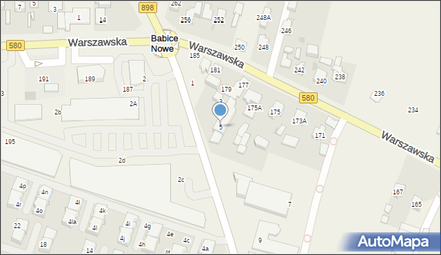 Babice Nowe, Ogrodnicza, 5, mapa Babice Nowe
