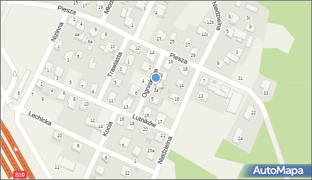 Białe Błota, Ogniskowa, 3a, mapa Białe Błota