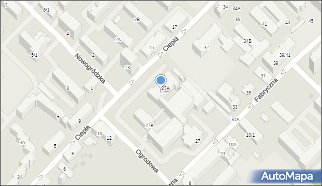 Białystok, Ogrodowa, 9, mapa Białegostoku