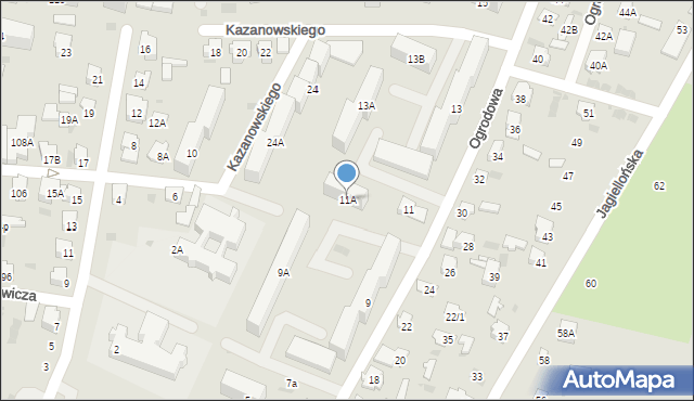 Bielsk Podlaski, Ogrodowa, 11A, mapa Bielsk Podlaski