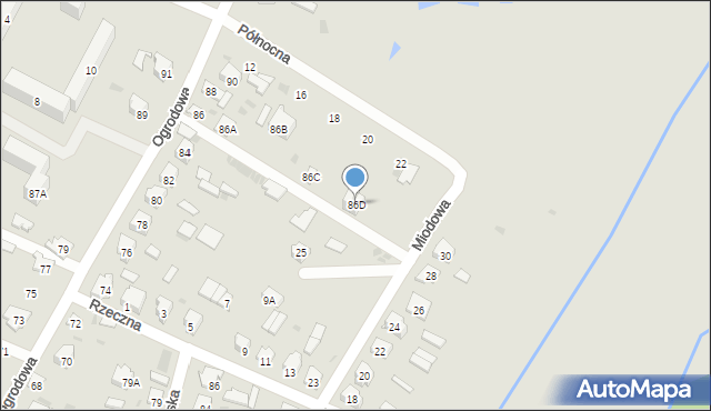 Bielsk Podlaski, Ogrodowa, 86D, mapa Bielsk Podlaski