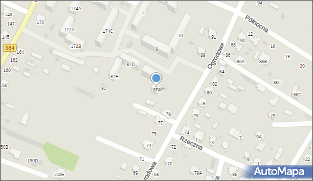 Bielsk Podlaski, Ogrodowa, 87A, mapa Bielsk Podlaski