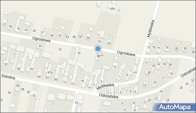Bieńkowice, Ogrodowa, 36, mapa Bieńkowice