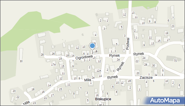 Biskupice, Ogrodowa, 2, mapa Biskupice
