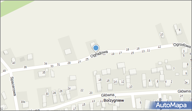 Borzygniew, Ogrodowa, 23, mapa Borzygniew