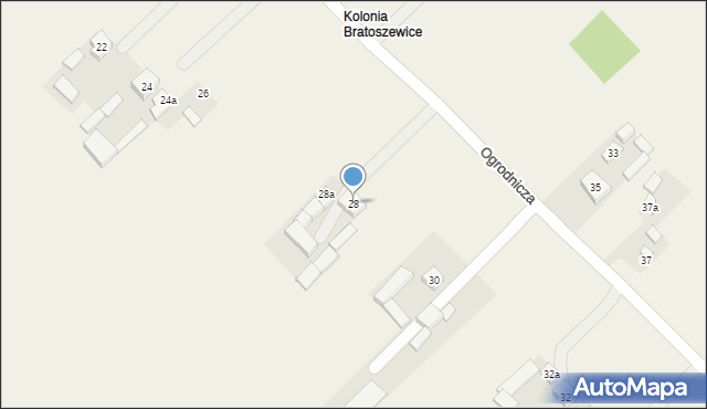 Bratoszewice, Ogrodnicza, 28, mapa Bratoszewice