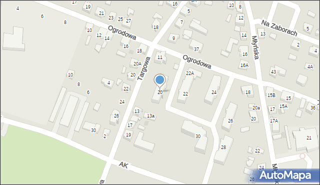 Brusy, Ogrodowa, 20, mapa Brusy