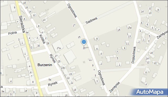 Burzenin, Ogrodowa, 13, mapa Burzenin