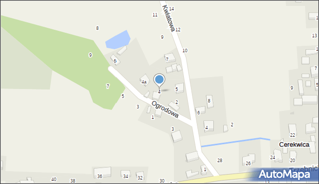 Cerekwica, Ogrodowa, 4, mapa Cerekwica