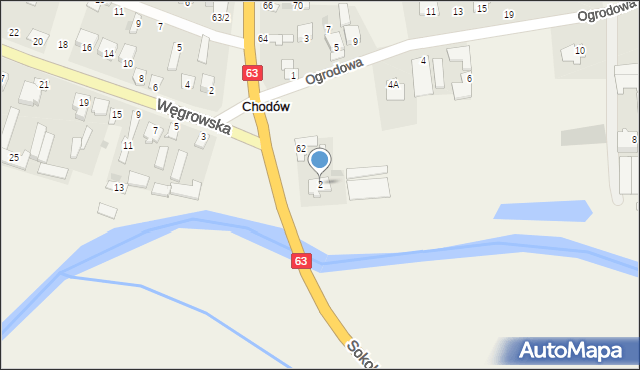 Chodów, Ogrodowa, 2, mapa Chodów