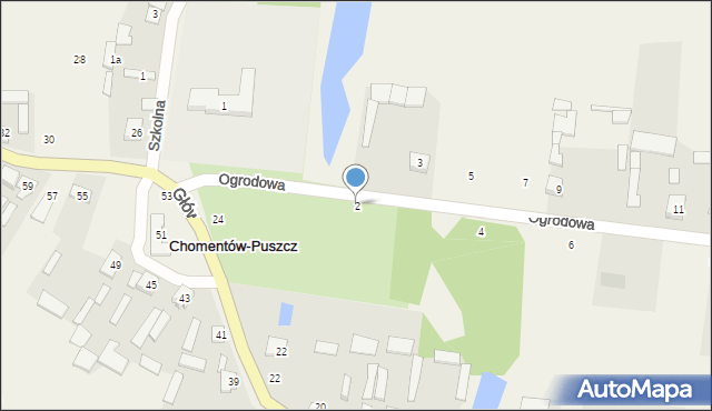 Chomentów-Puszcz, Ogrodowa, 2, mapa Chomentów-Puszcz