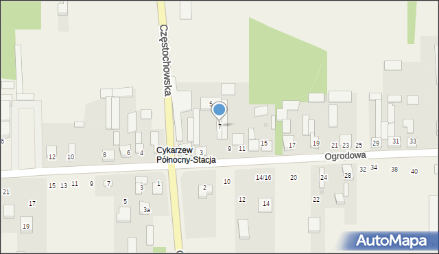 Cykarzew Północny, Ogrodowa, 7, mapa Cykarzew Północny