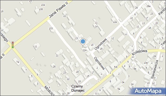 Czarny Dunajec, Ogrodowa, 22d, mapa Czarny Dunajec
