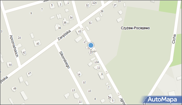 Czyżew, Ogrodowa, 13, mapa Czyżew