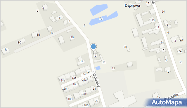 Dąbrowa, Ogrodowa, 9a, mapa Dąbrowa