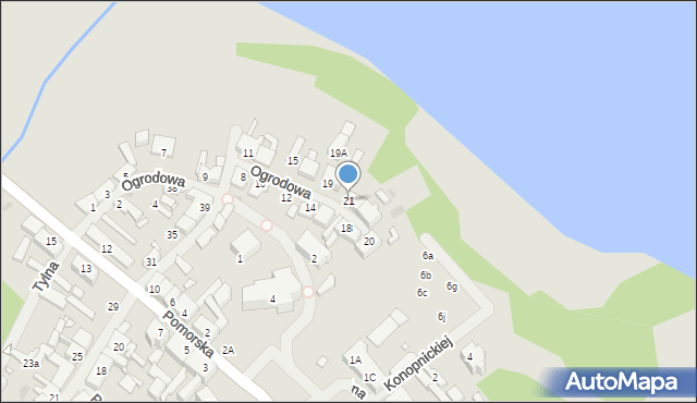 Drawno, Ogrodowa, 21, mapa Drawno