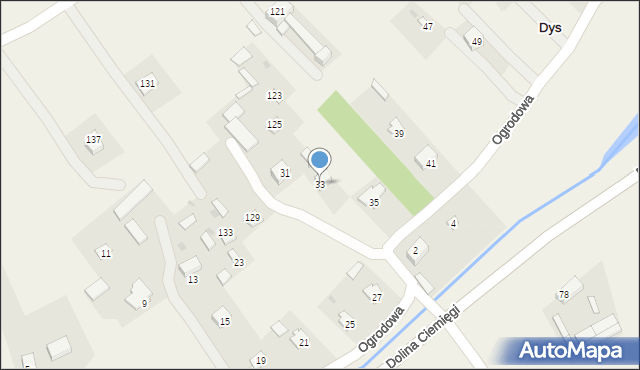 Dys, Ogrodowa, 33, mapa Dys